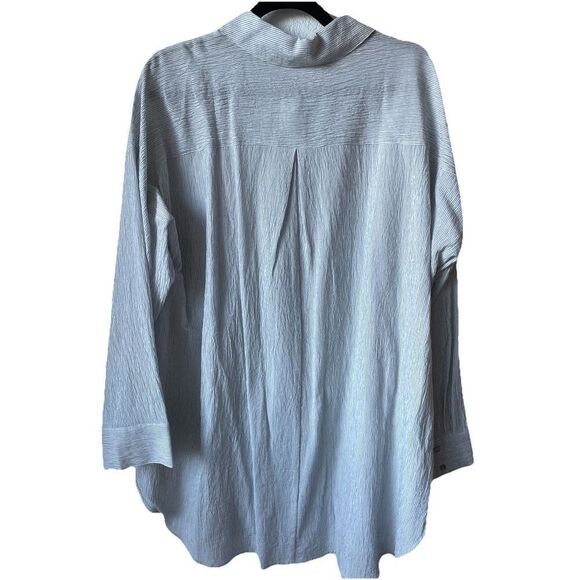 NWT'S $158 Eileen Fisher Classic Collar Tencel & Organic Cotton Crinkle Shirt 2X - Picture 3 of 5